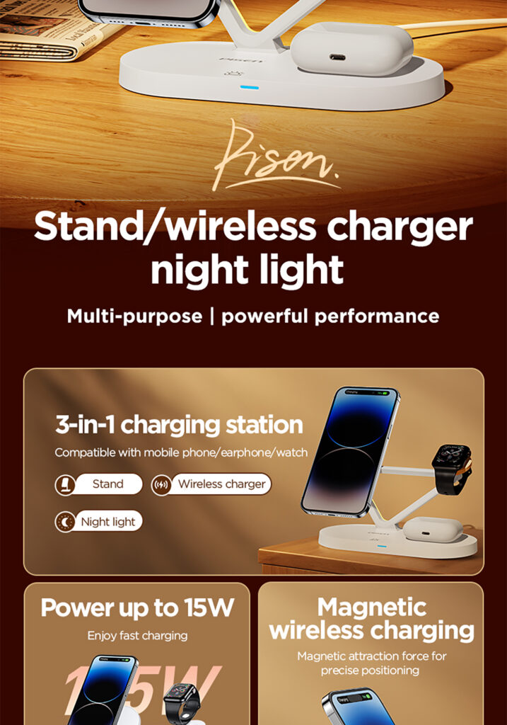TP C24 (International Version) Pisen 3-in-1 Wireless Charging Stand (Night Light Model) 02