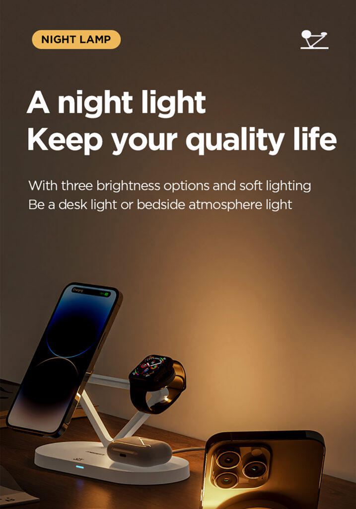 TP C24 (International Version) Pisen 3-in-1 Wireless Charging Stand (Night Light Model) 05