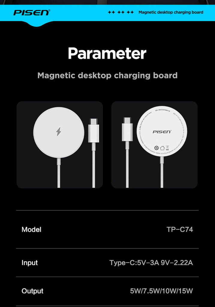 TP C74 Qi2 Magnetic Desktop Charging Pad PC Round Base White Overseas 07