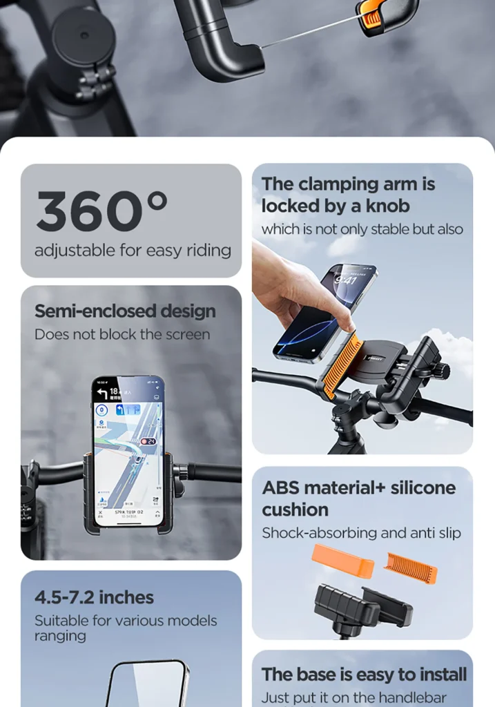 TP ZJ01 PISEN Semi-Enclosed Bike Phone Mount (Handlebar Version)(International Edition) 02
