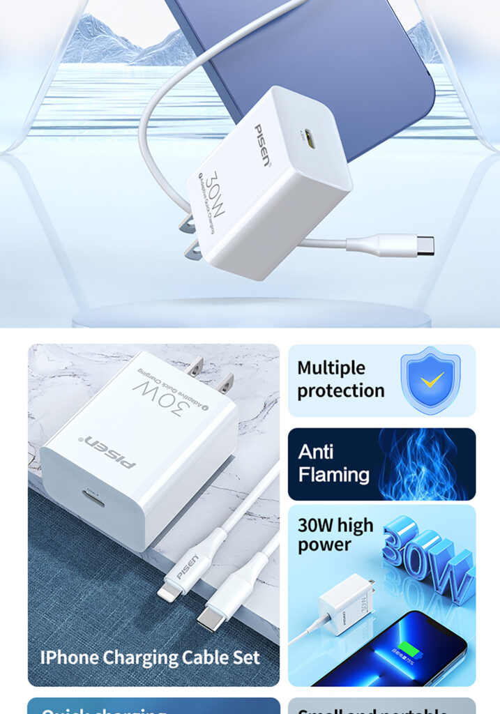 TS C160A PISEN QUICK PD30W Single-Port Fast Charger (Single Voltage) Set English 02