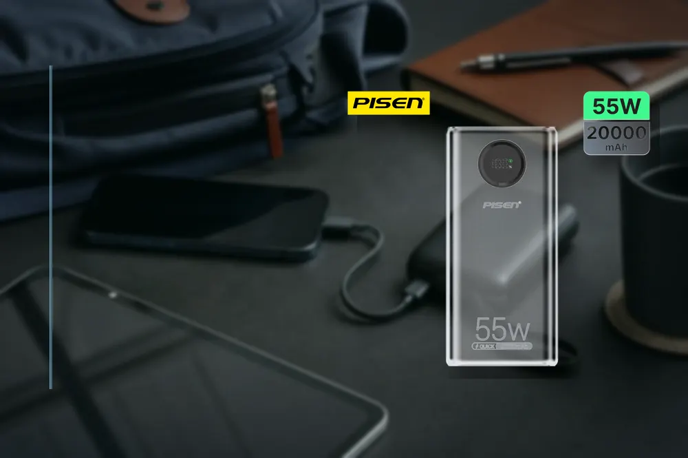 PISEN 55W Fast Charging Power Bank 20000mAh TS-D392 in a practical powerbank setup