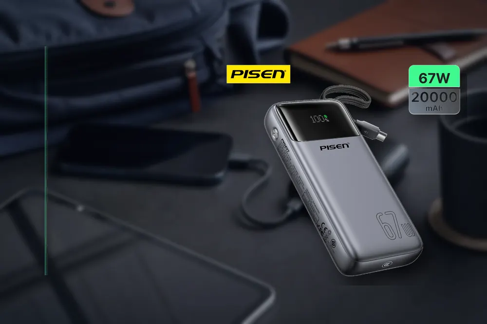 PISEN Bolt 67W 20000mAh Power Bank TP-D108 in a practical powerbank setup