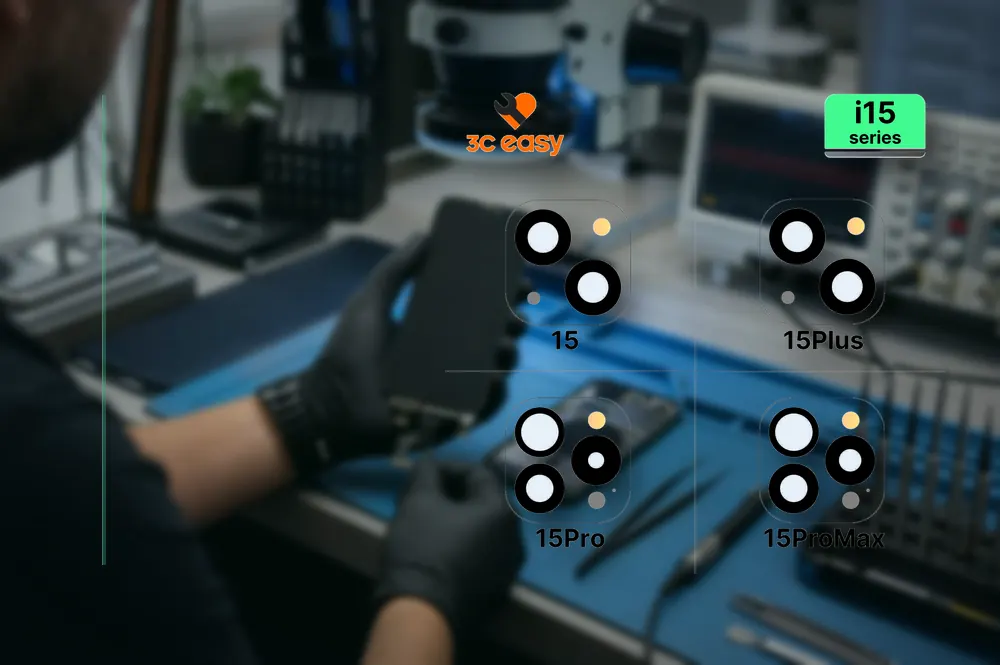 3C EASY back camera lens-I15 series aftermarket in a practical repair setup