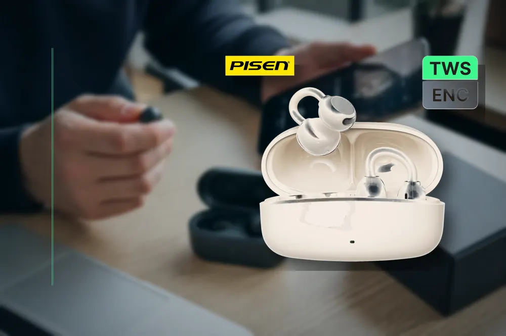 PISEN CloudFeather Open Ear Clip-On Earbuds EHB-TW2 in a practical audio setup
