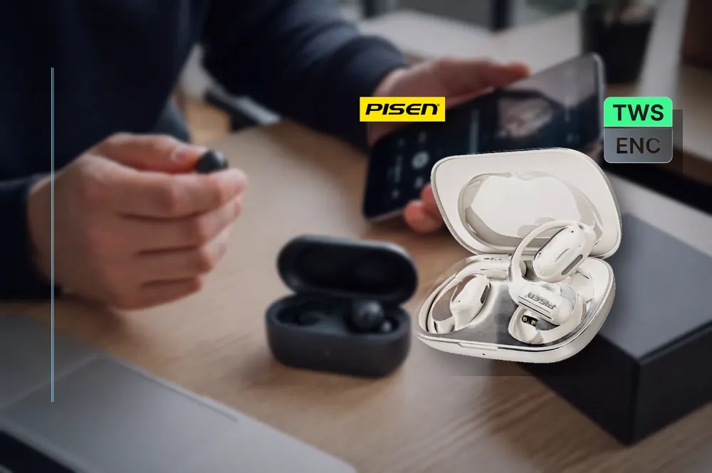 PISEN O1 OWS Headset BHD-TW14 in a practical audio setup