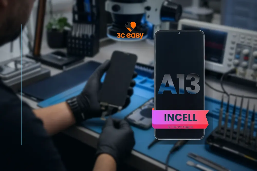 3C EASY New Phone Screen Replacement With Frame SAM-A13 (Incell/Black) in a practical repair setup