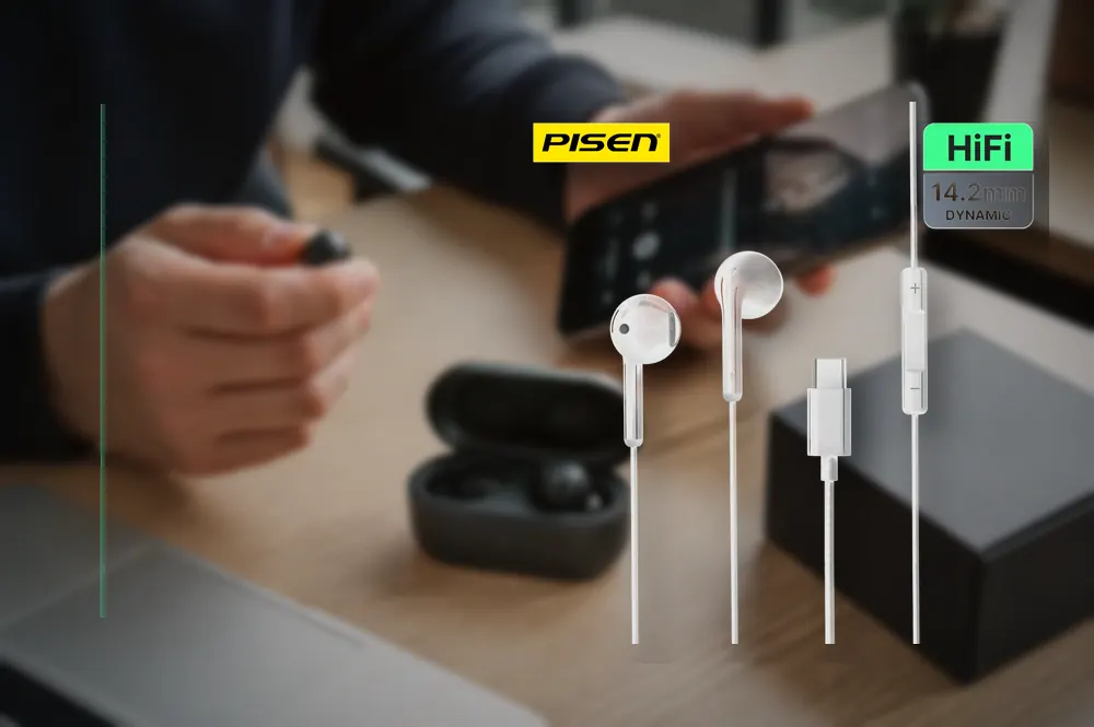PISEN Type-C Semi-in-Ear Stereo Earphones TP-CP03 in a practical audio setup