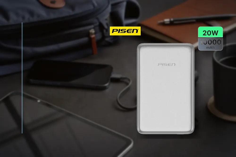 PISEN SleekVolt 20W Wireless Powerbank 10000mAh TP-D148 in a practical powerbank setup