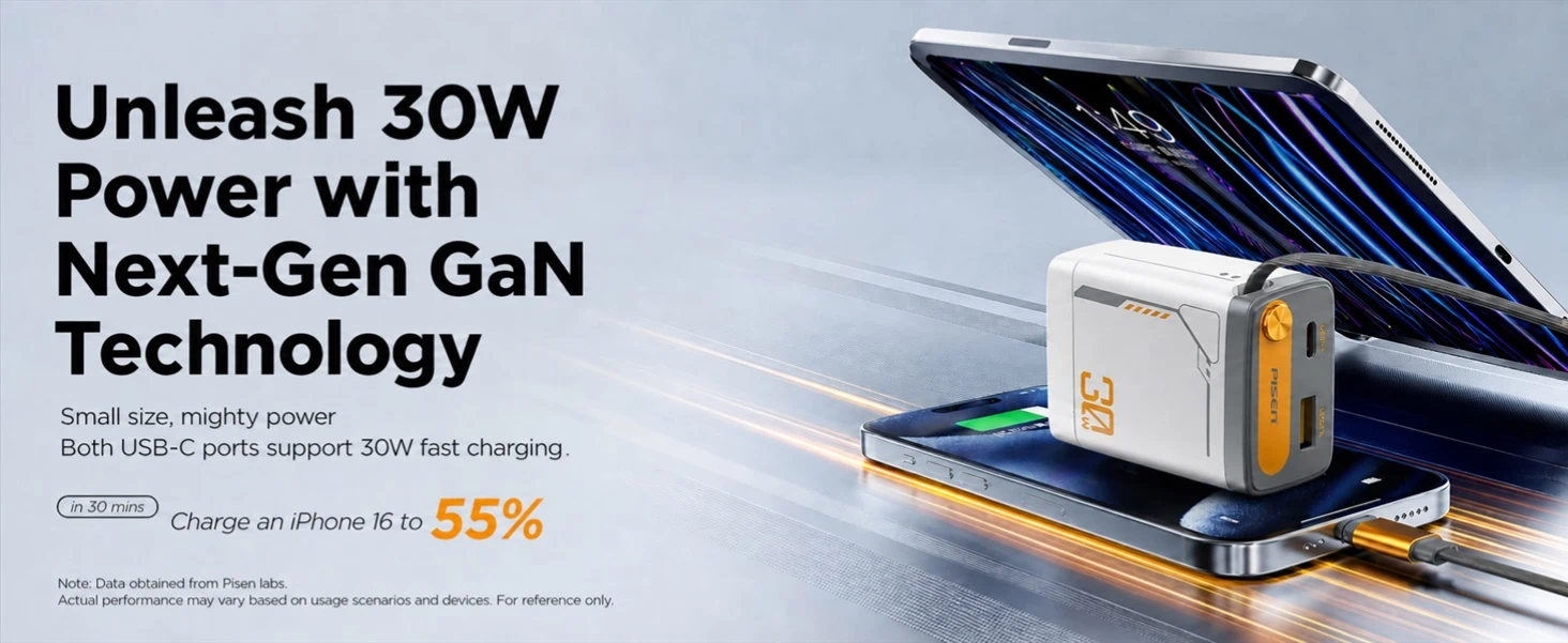 PISEN TP-C82 retractable cable charger - charger beside a phone