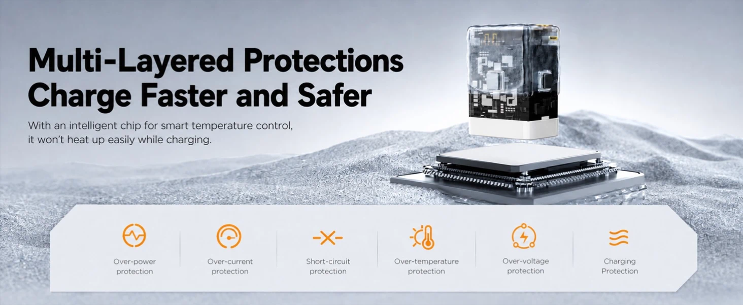 PISEN TP-C82 retractable cable charger - protection feature icons