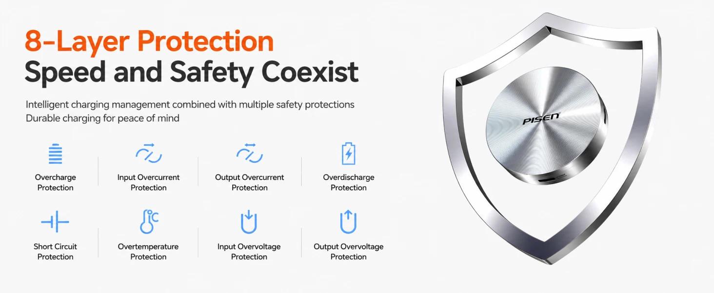 PISEN TP-CM01 M.2 drive enclosure - protection feature icons