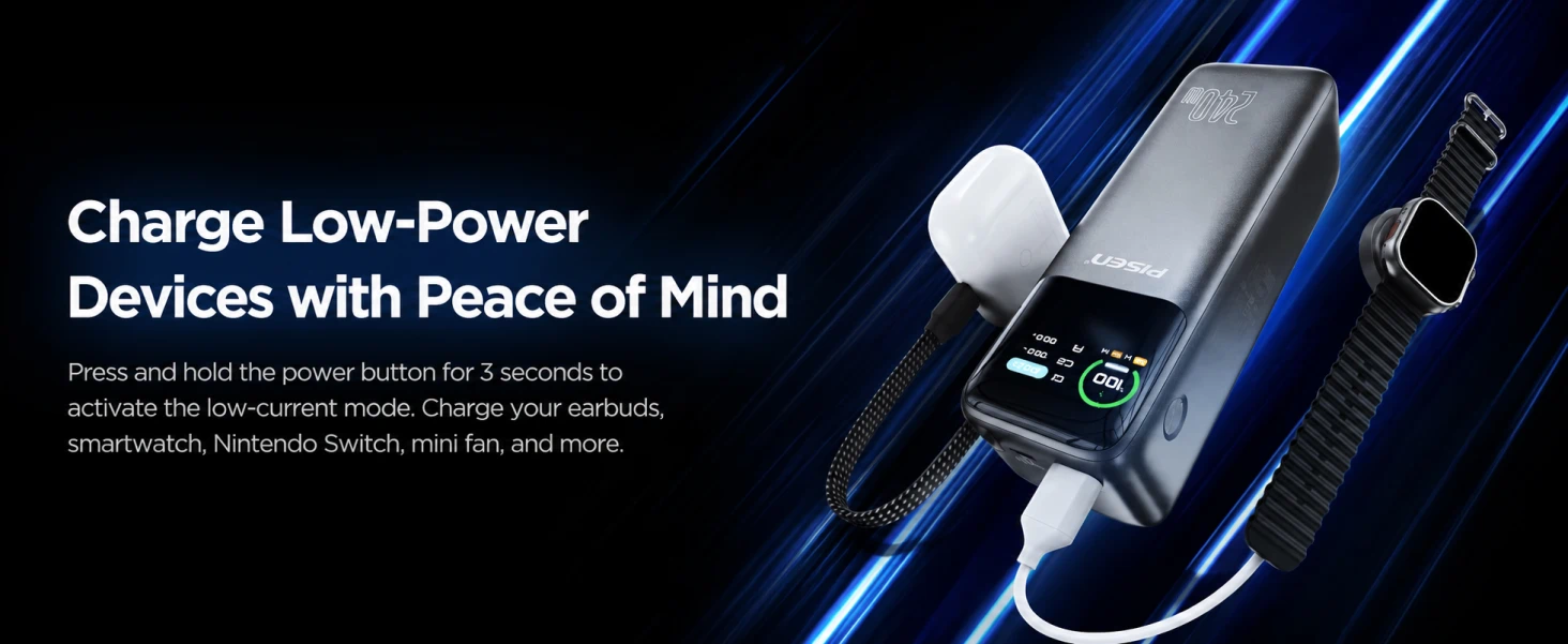 PISEN TP-D106 power bank - earbud charging mode section