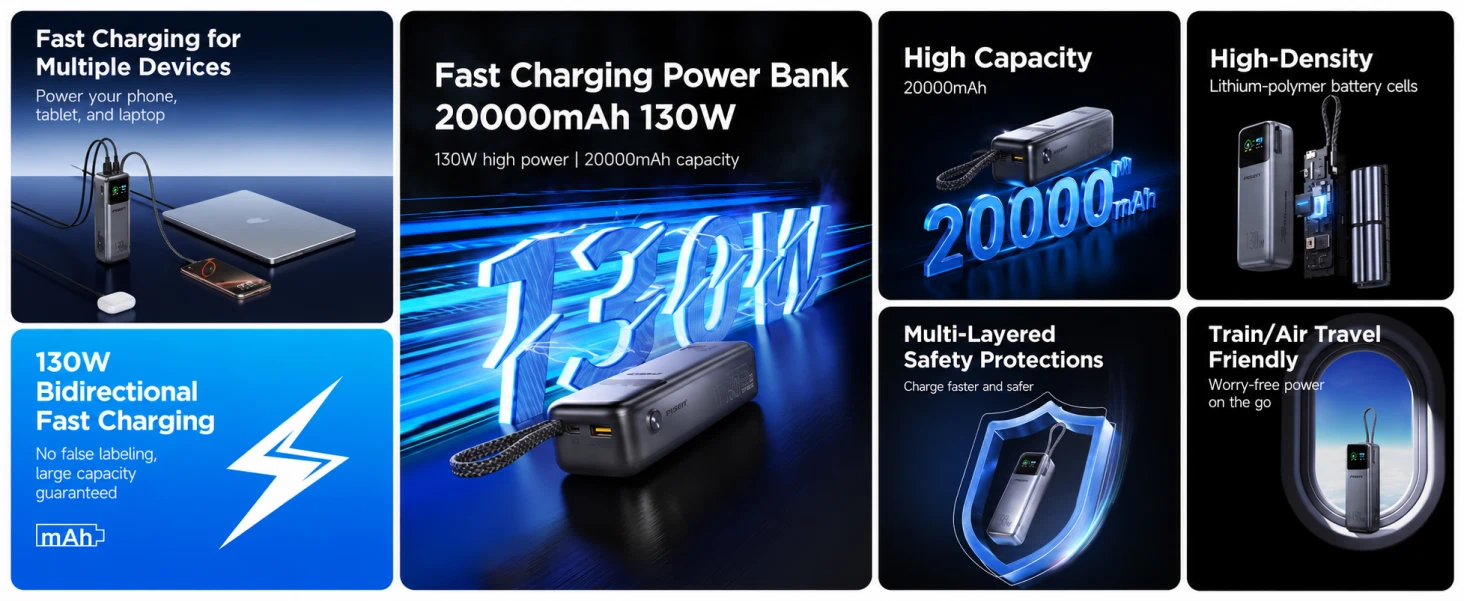 PISEN TP-D107 power bank - power bank feature overview