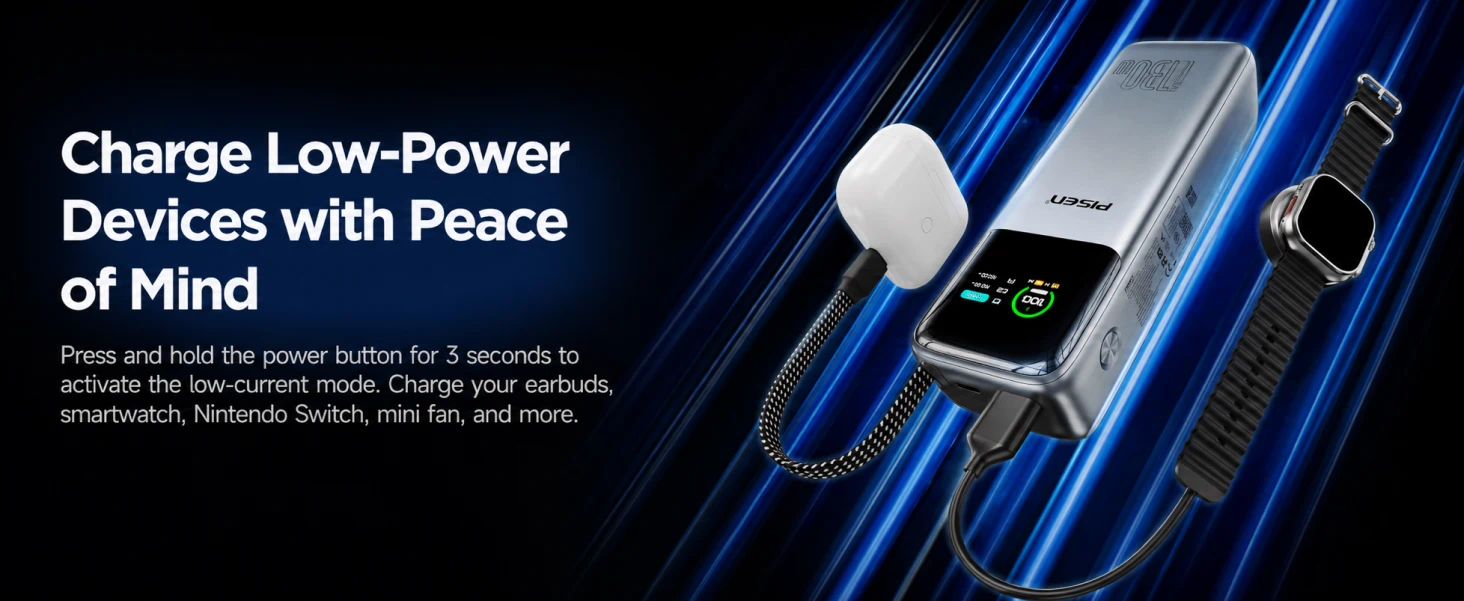 PISEN TP-D107 power bank - earbud charging mode section