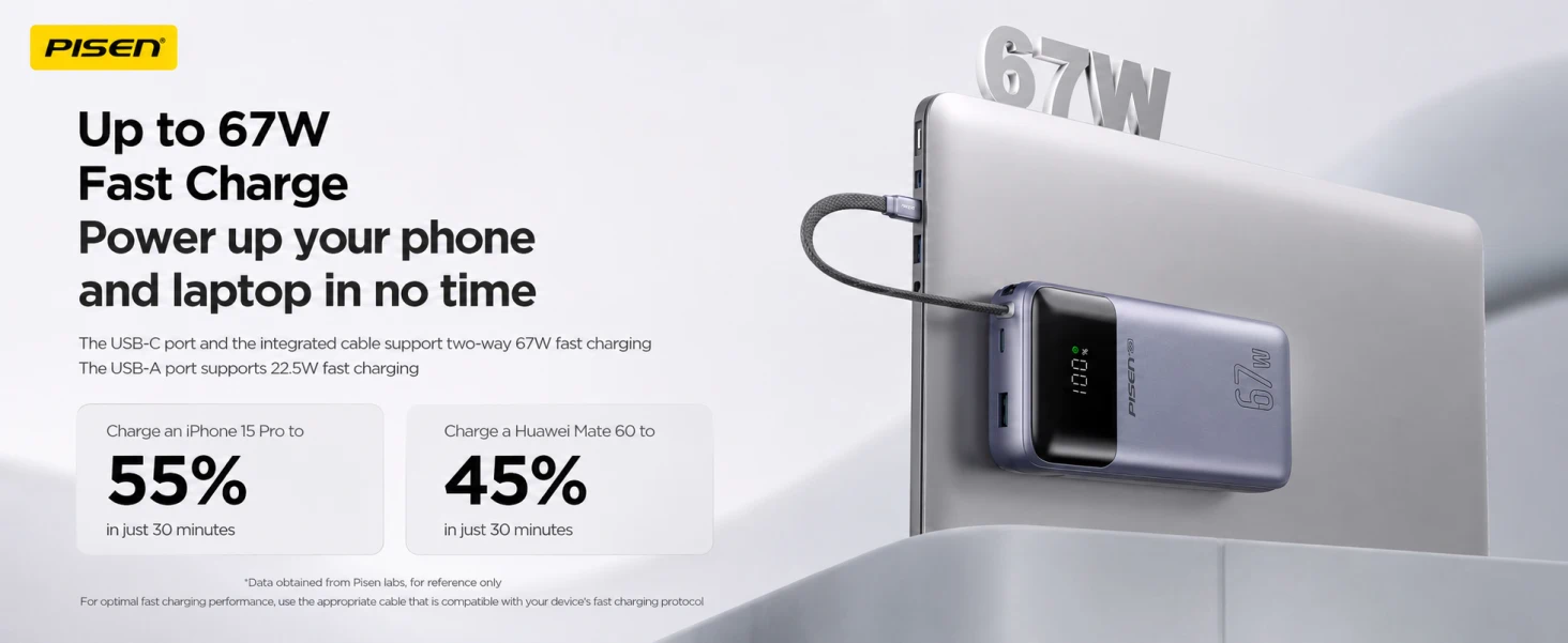 PISEN TP-D108 power bank - phone charging illustration