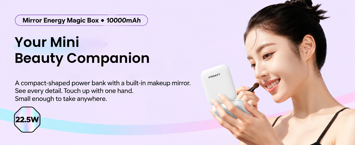 PISEN TP-D275 mirror power bank - mirror power bank held beside the face
