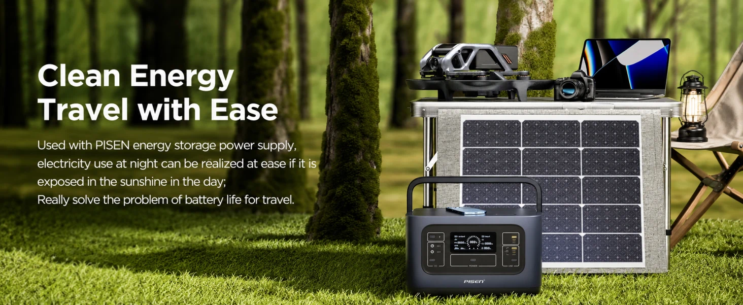 PISEN TP-SE02 solar panel - solar panel connected to a power station