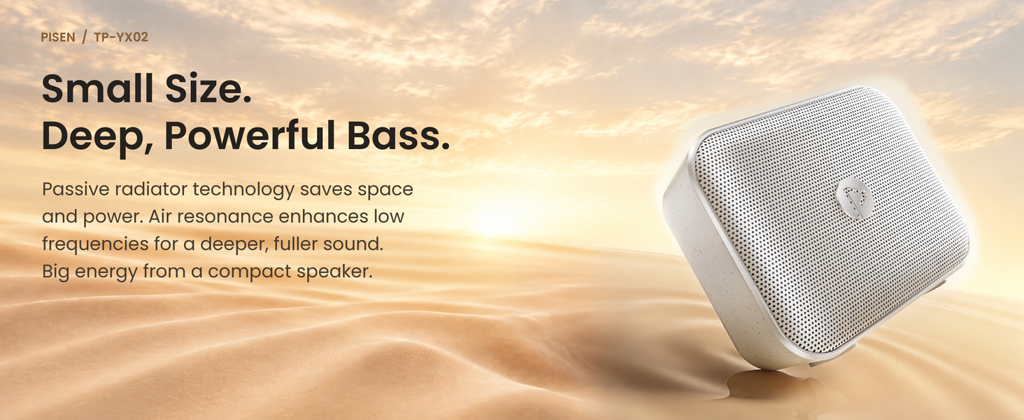PISEN TP-YX02 outdoor Bluetooth speaker - compact speaker with bass feature graphic