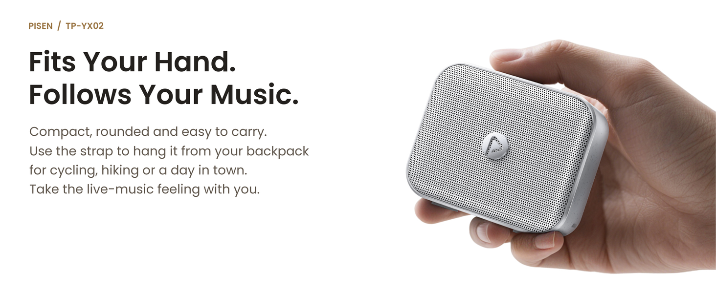 PISEN TP-YX02 outdoor Bluetooth speaker - speaker held in one hand